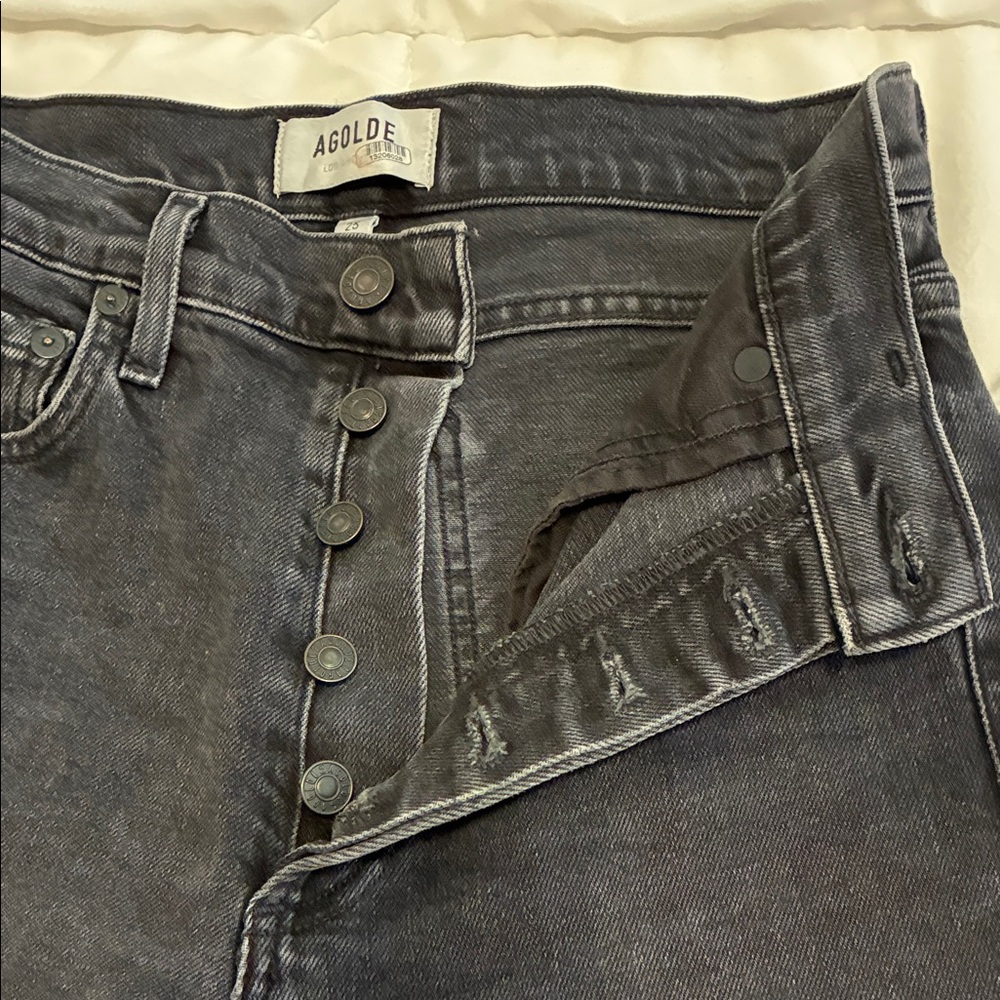 Agolde Women's Nico High-Rise Slim Cropped Jeans Faded Black Size 25 - Picture 6 of 11